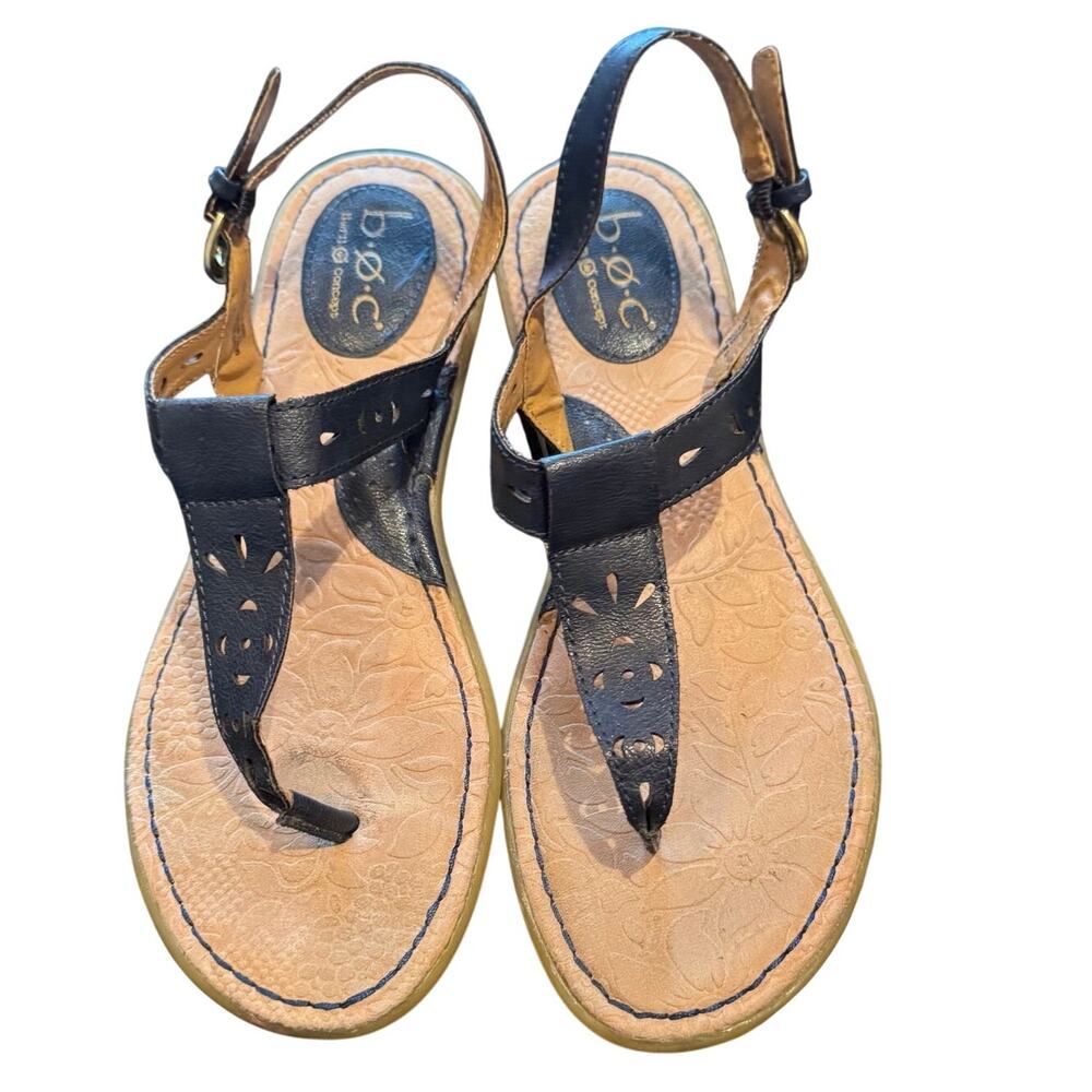B.O.C. by Born - Charel Comfort Thong Buckle Sandals Navy Blue Size 8